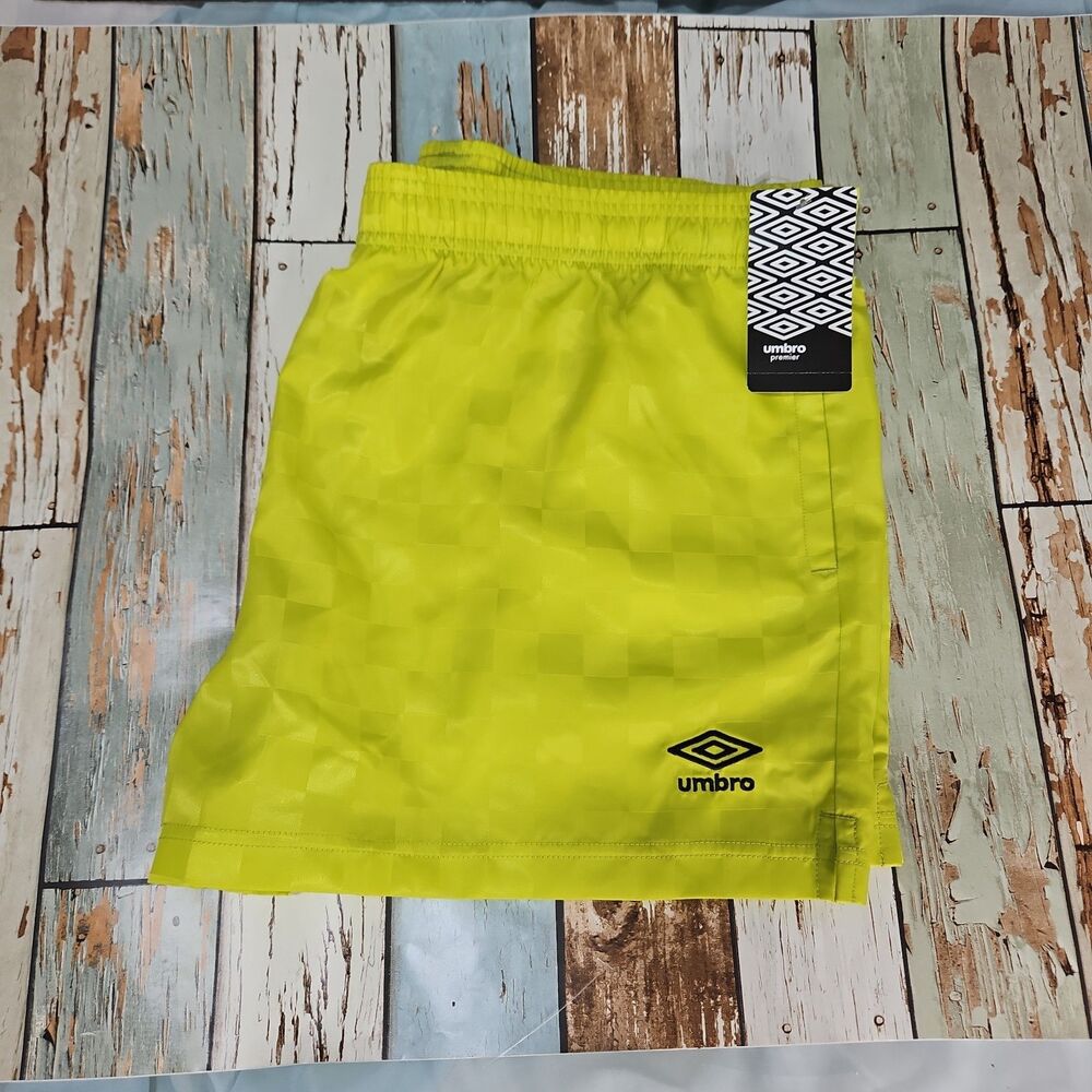 Size XL Umbro Premier Women’s Shorts 90s Checkered Nylon Soccer Retro Neon 80s - Picture 1 of 10